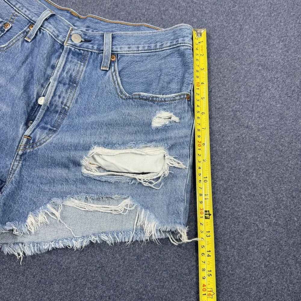 Levi's Denim Shorts Womens 30 Blue Distressed 501 Original Cut Off Summer Y2K